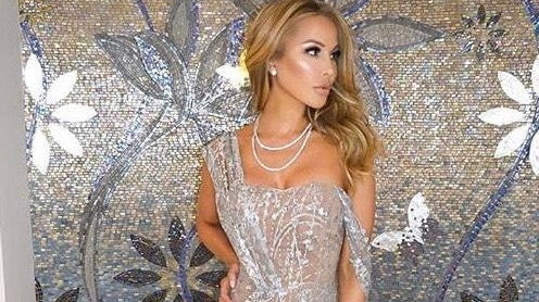 RHOM Lisa Hochstein in Jessica Bara Sparkle Gown