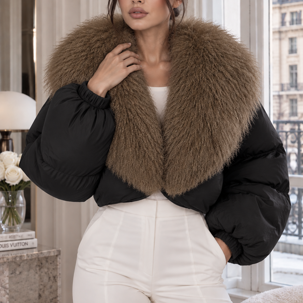 Jessica Bara Beria Fur Puffer Jacket