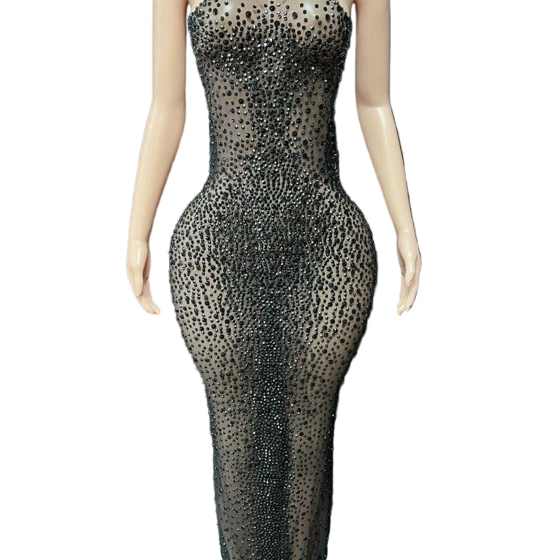 Jessica Bara Salome High Neck Halter Crystal Gown