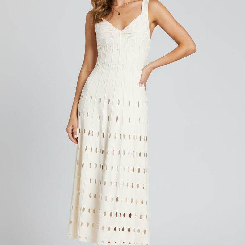 Jessica Bara Amakie Pointelle Flare Maxi Dress