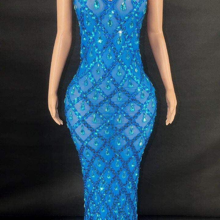 Jessica Bara Yassiera Halter Neck Crystal Gown