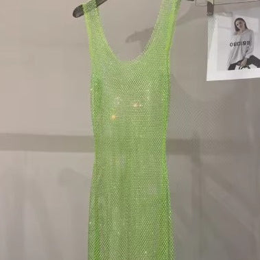 Jessica Bara Azya Metallic See Through Mini Dress