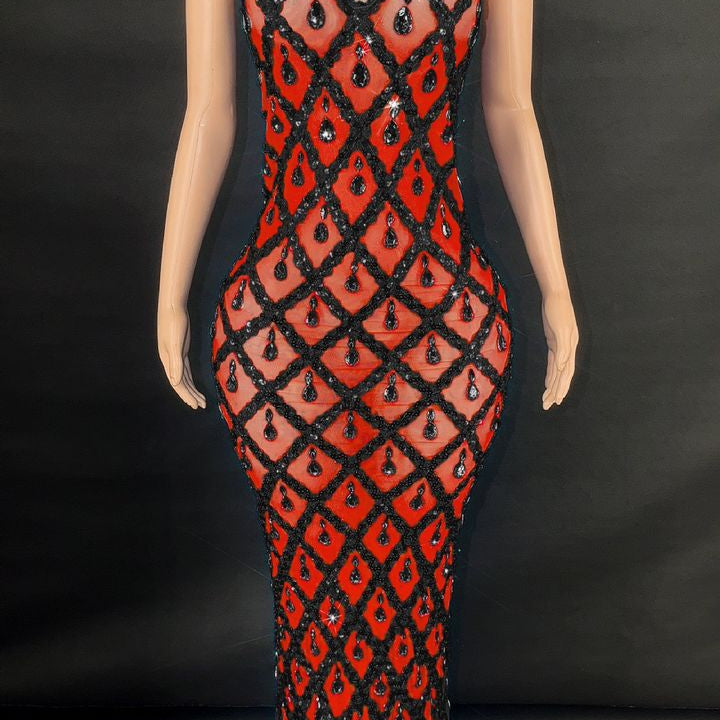 Jessica Bara Yassiera Halter Neck Crystal Gown