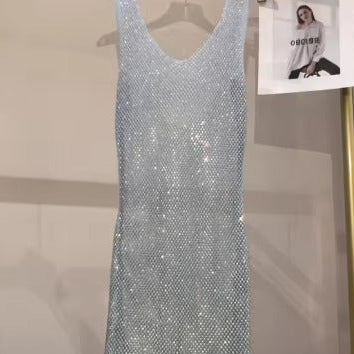 Jessica Bara Azya Metallic See Through Mini Dress