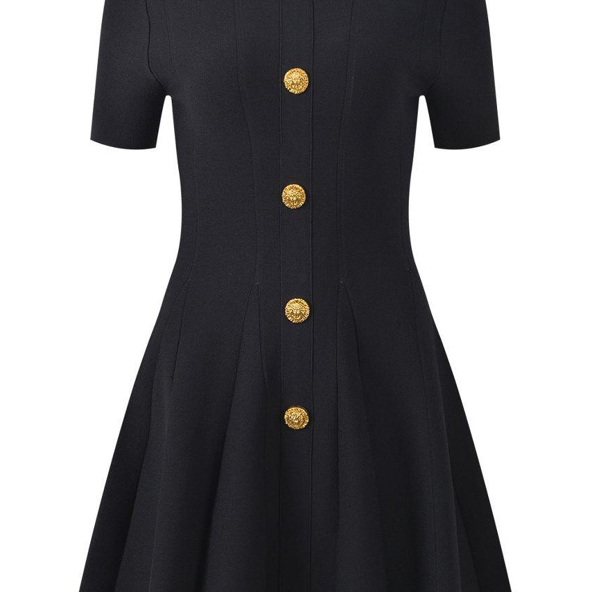 Jessica Bara Eriva Gold Button Collared Mini Dress