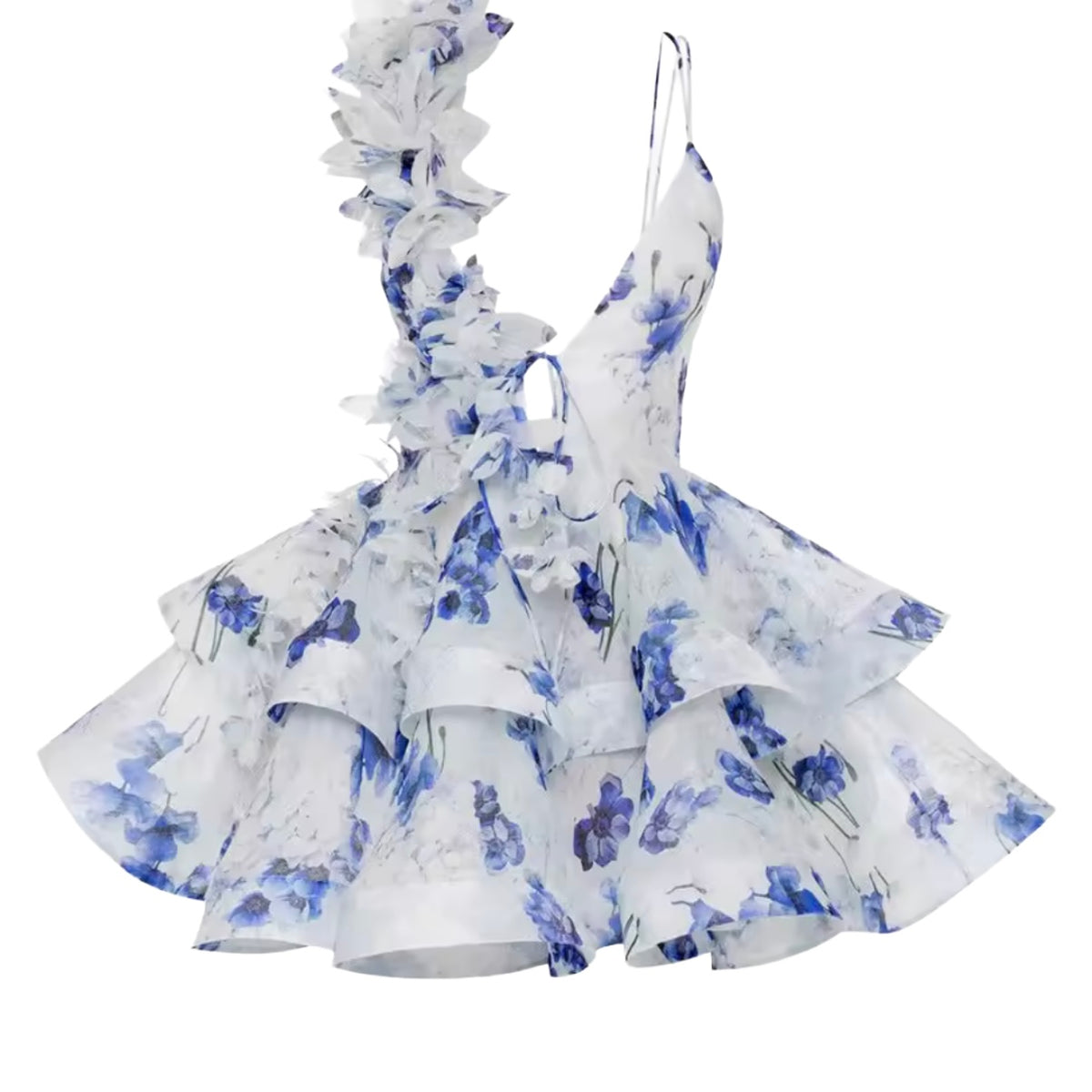 Jessica Bara Ayuma Floral Ruffle Mini Dress