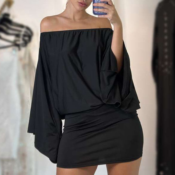 Jessica Bara Bora Off The Shoulder Bell Sleeve Mini Dress