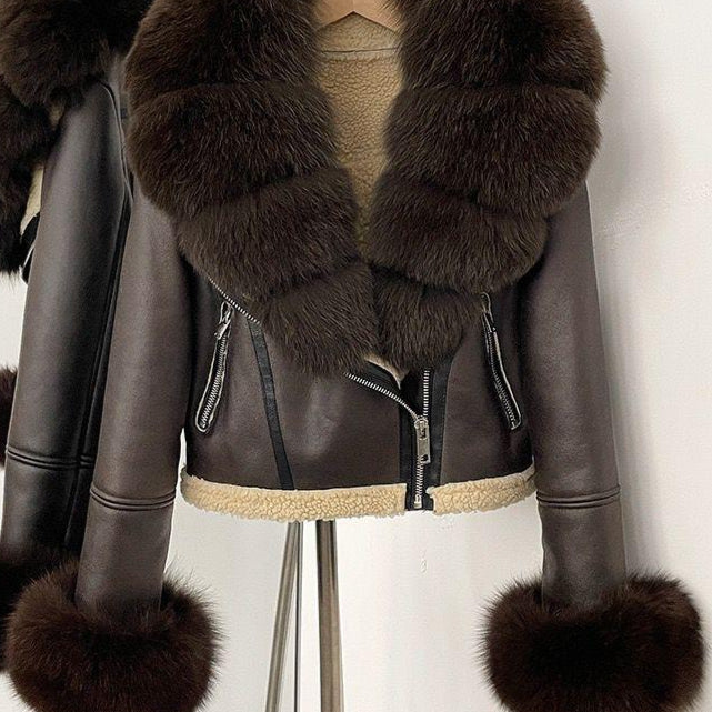 Jessica Bara Carosel Fur Leather Coat