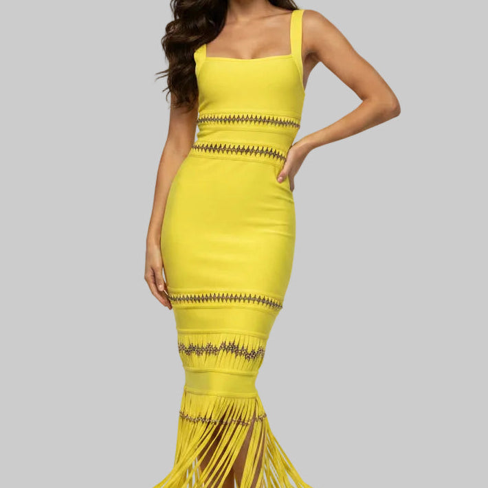 Jessica Bara Kelly Fringe Maxi Dress