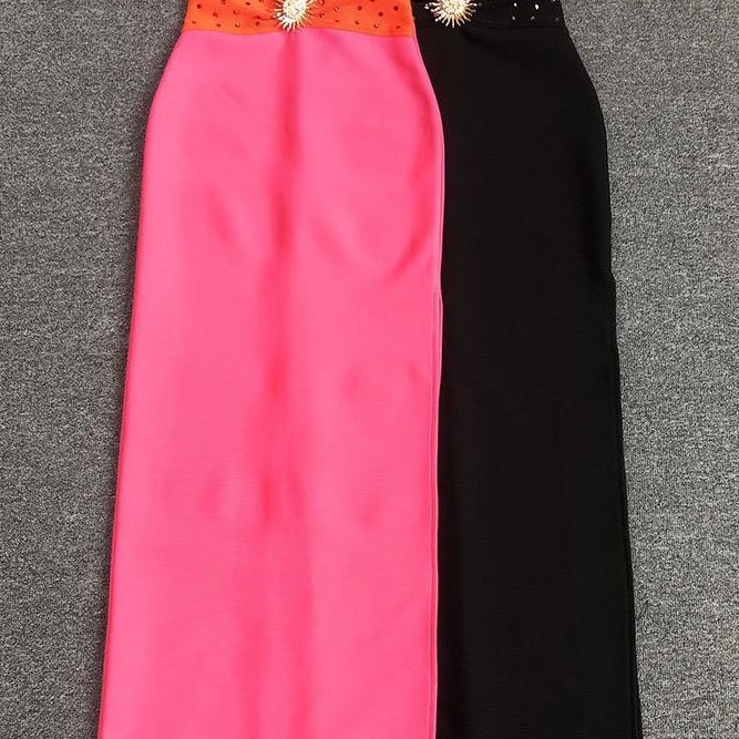 Jessica Bara Caramina Strapless Tube Cut Out Maxi Dress