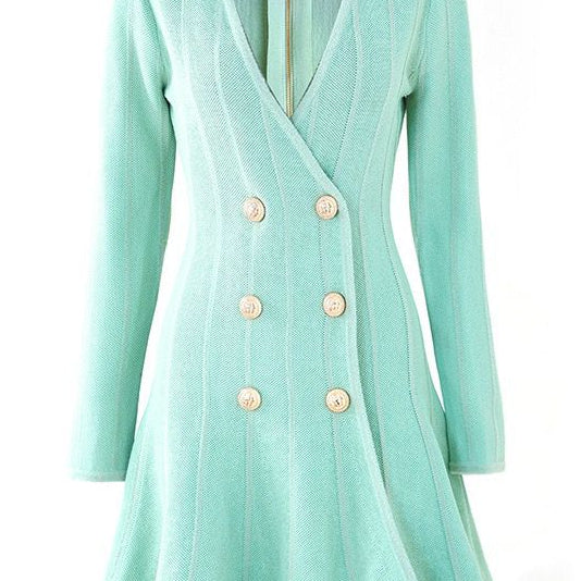 Jessica Bara Yukie Gold Button Long Sleeve Mini Dress