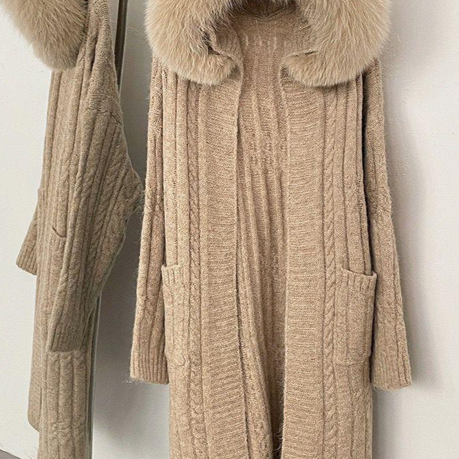 Jessica Bara Amea Fur Hooded Long Jacket