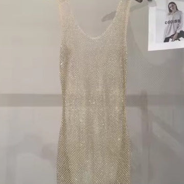 Jessica Bara Azya Metallic See Through Mini Dress