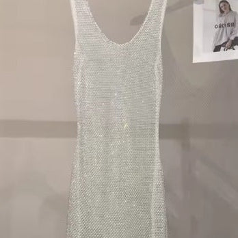 Jessica Bara Azya Metallic See Through Mini Dress