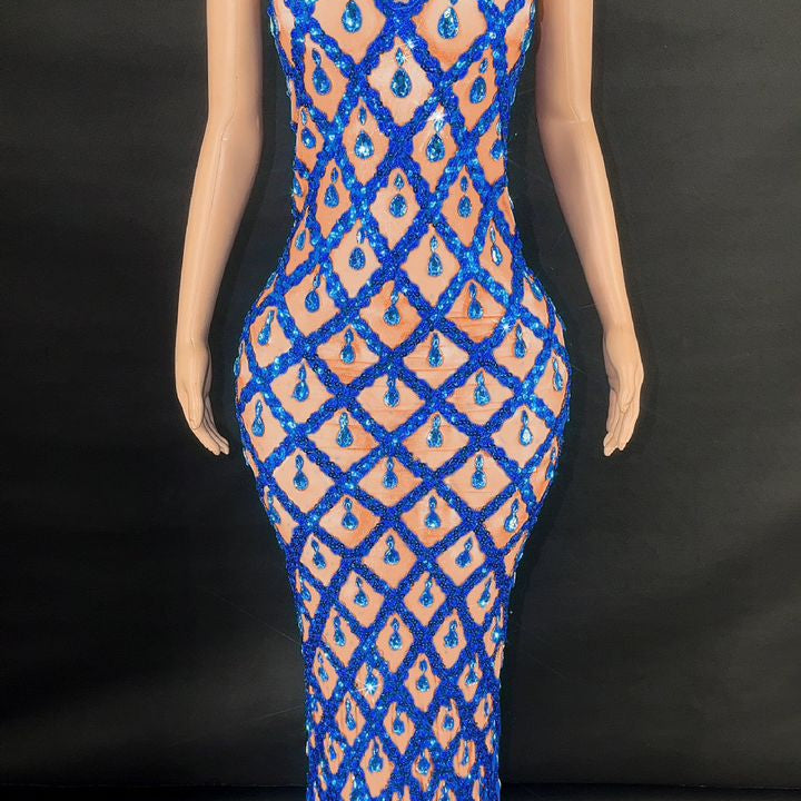 Jessica Bara Yassiera Halter Neck Crystal Gown