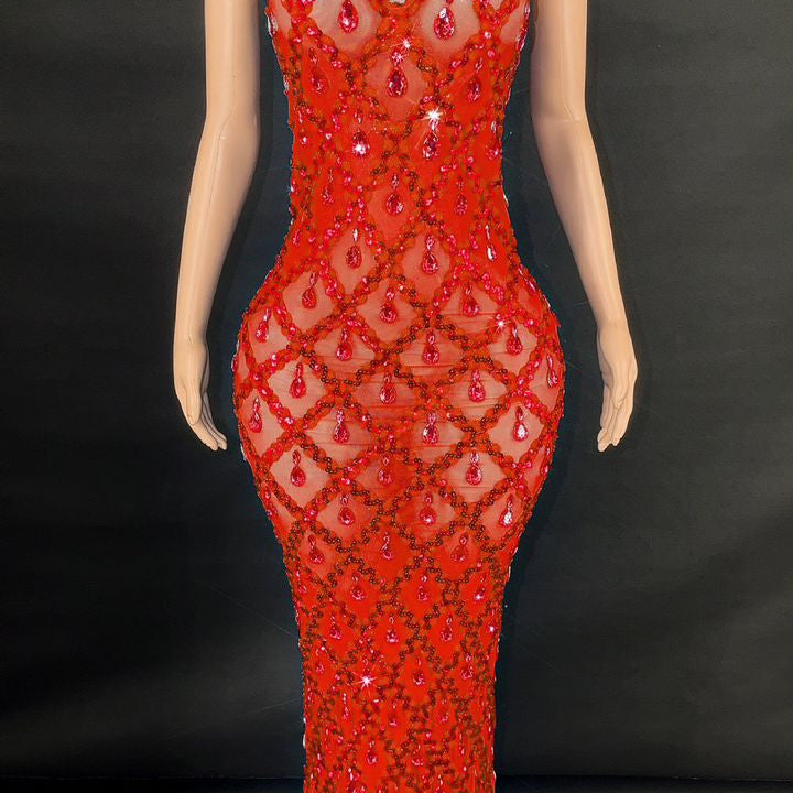 Jessica Bara Yassiera Halter Neck Crystal Gown