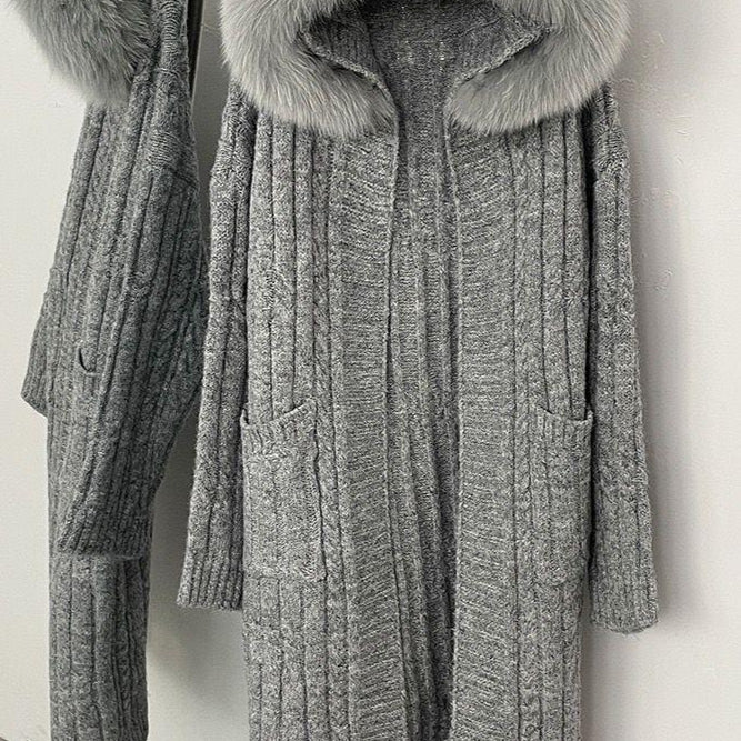 Jessica Bara Amea Fur Hooded Long Jacket