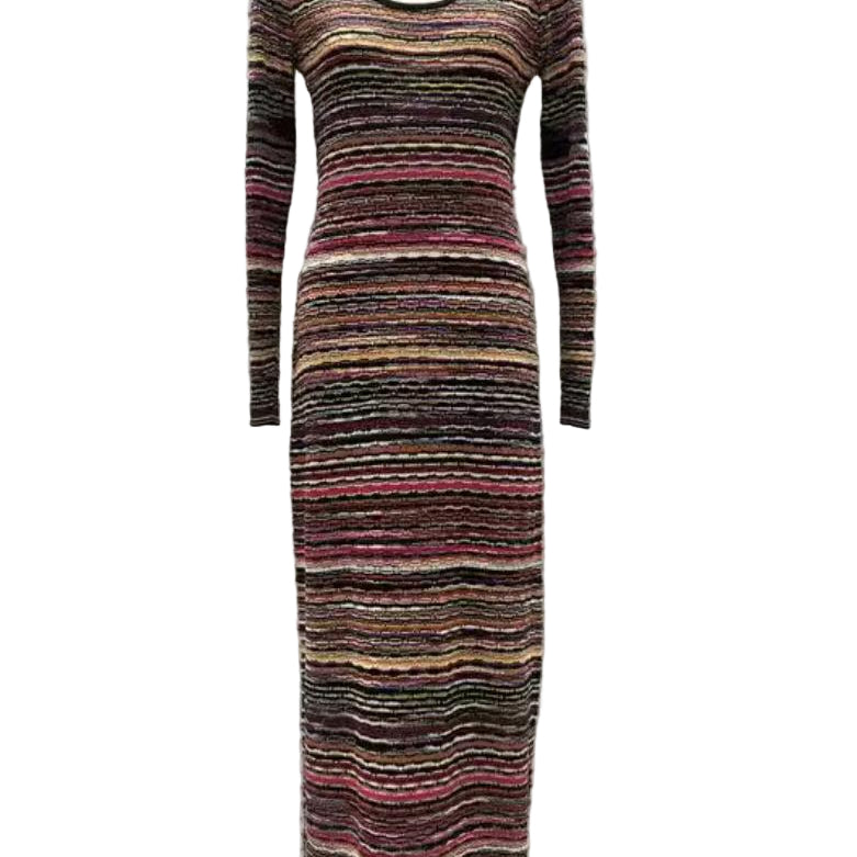Jessica Bara Asver Long Sleeve Stripped Midi Dress