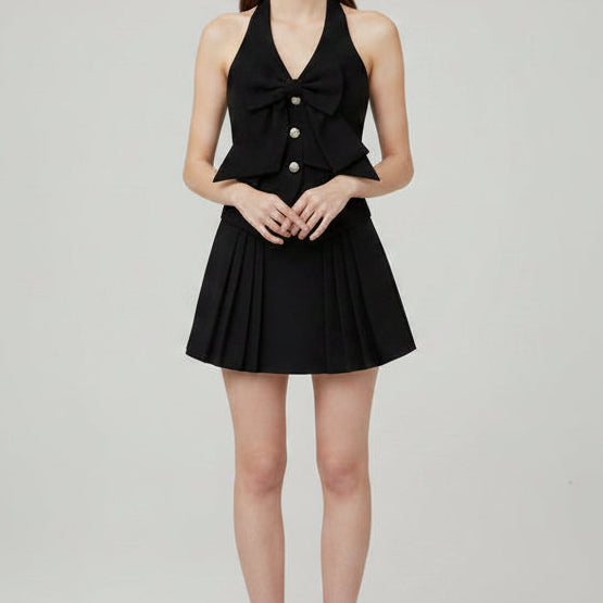 Jessica Bara Aurora Halter Vest And Mini Skirt Two Piece Set