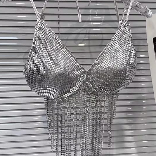 Jessica Bara Avizel Metallic Bra Top