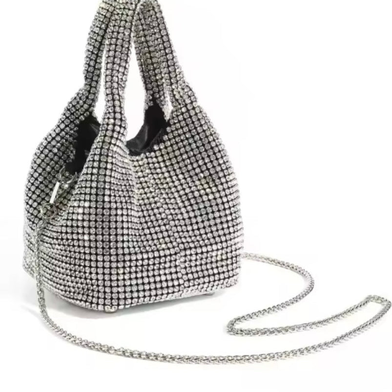 Jessica Bara Marleigh Rhinestone Mini Bucket Purse