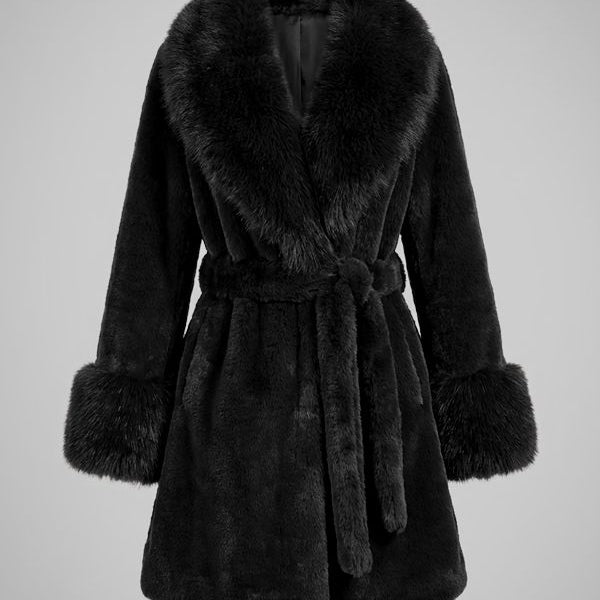 Jessica Bara Kahil Faux Fur Belted Coat