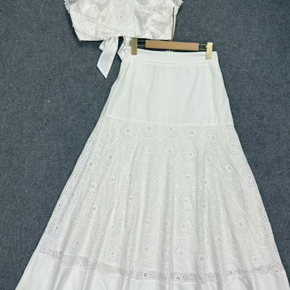 Jessica Bara Afika Ruffle Cropped Top and Maxi Skirt Set