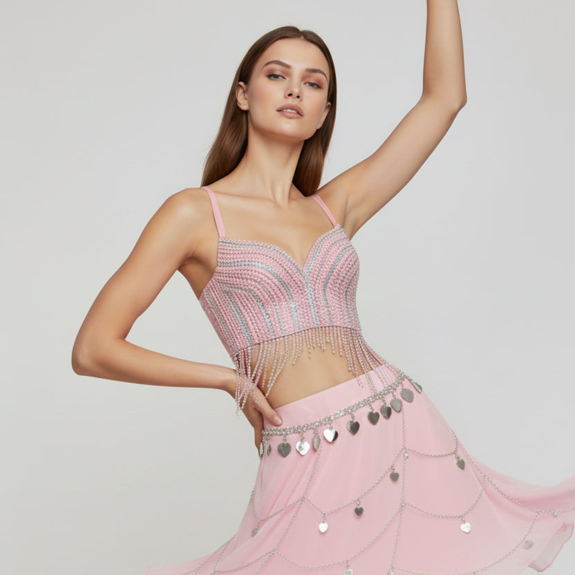 Jessica Bara Reeka Beaded Fringe Top