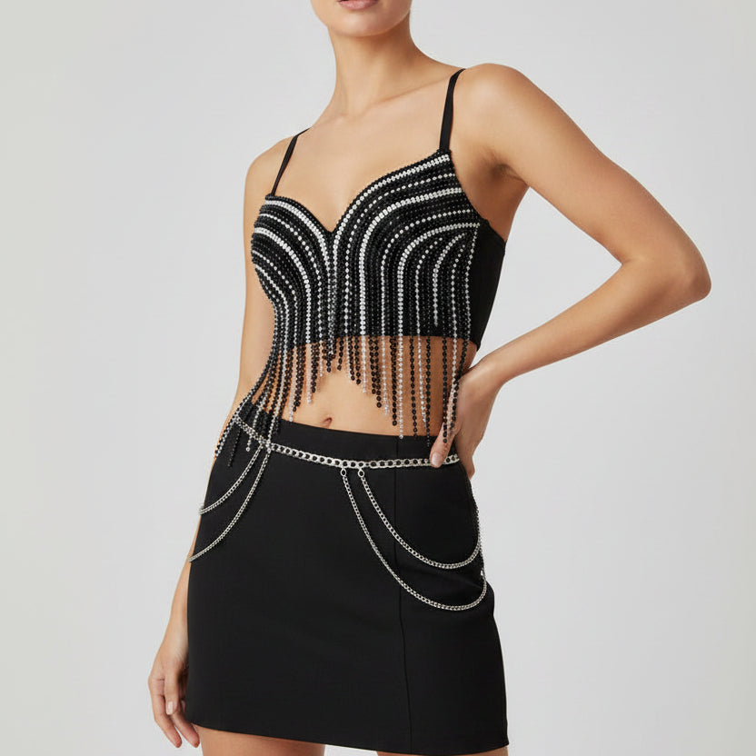 Jessica Bara Reeka Beaded Fringe Top