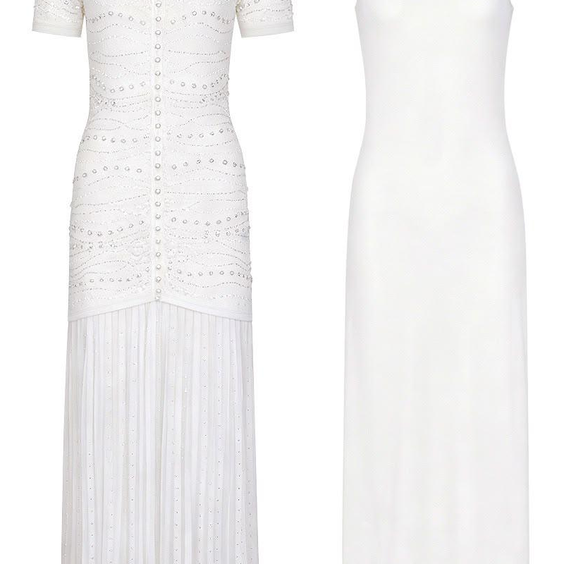 Jessica Bara Milena Crystal Knit Maxi Dress with Undergarment Lining