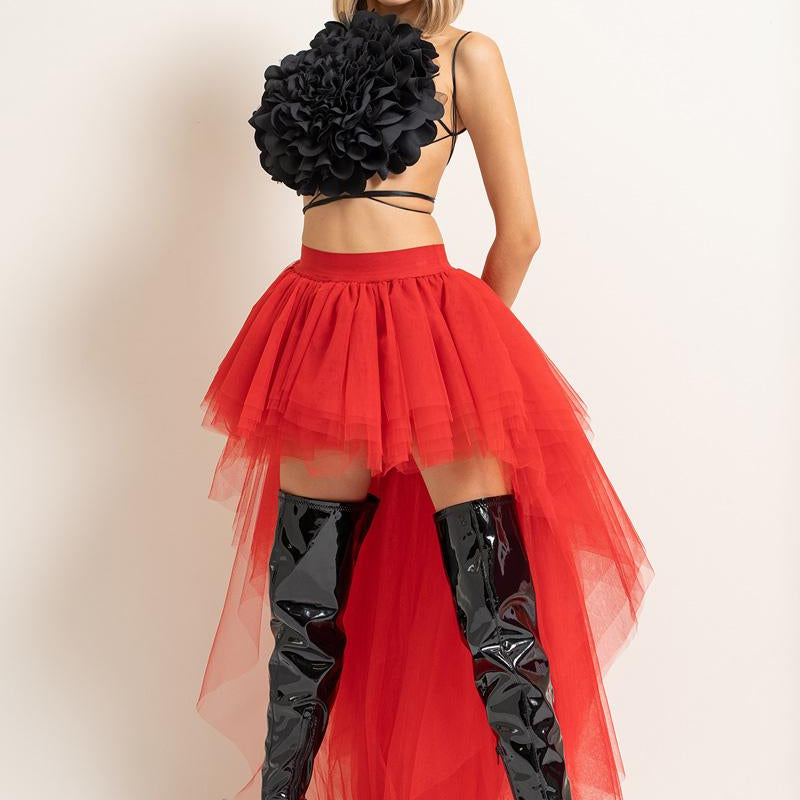 Jessica Bara Resan Ruffle High Low Mini Skirt