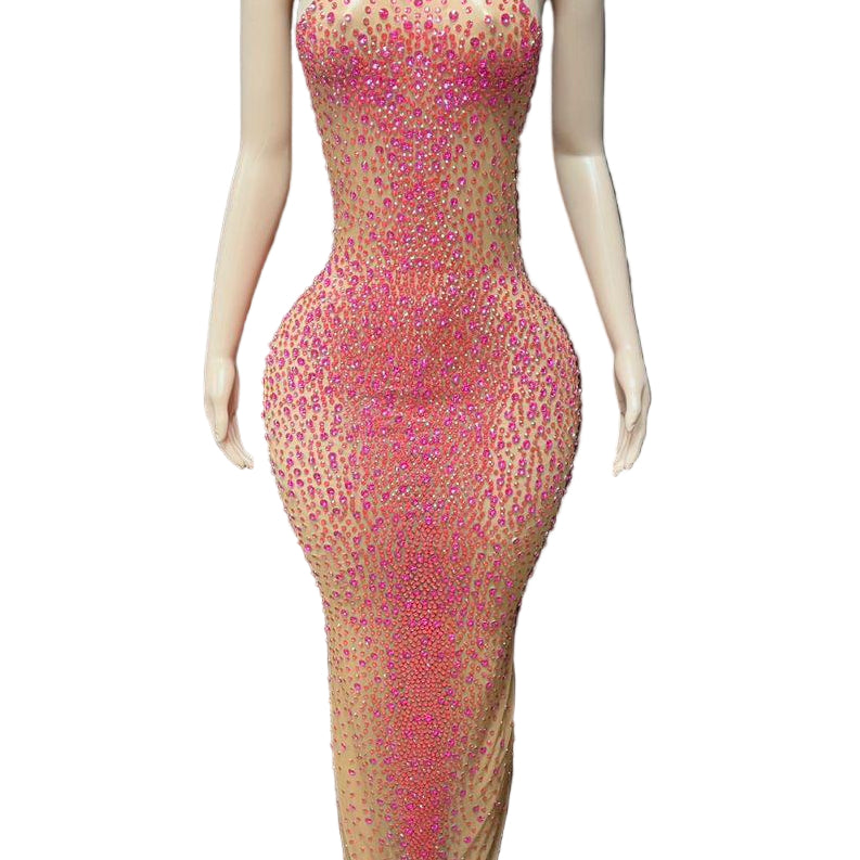 Jessica Bara Salome High Neck Halter Crystal Gown