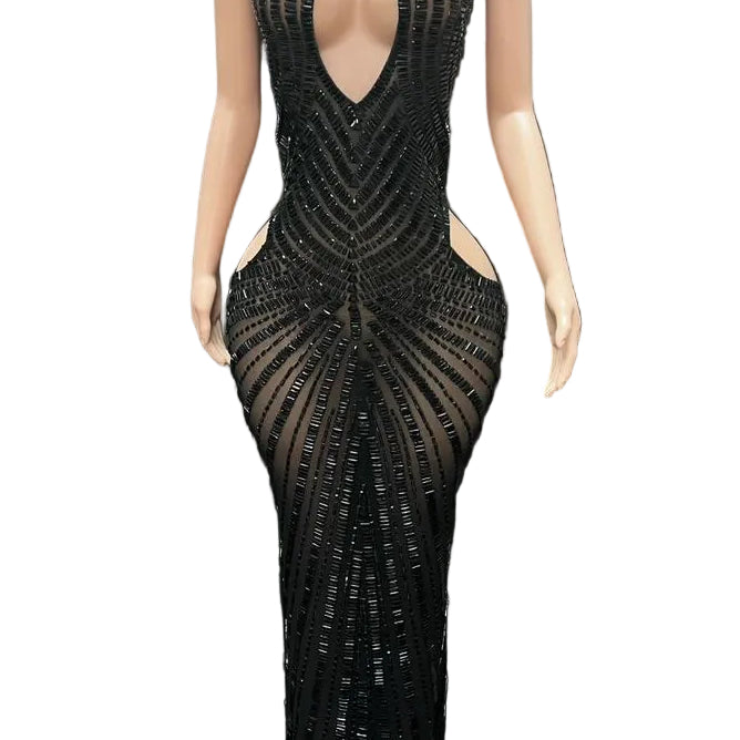 Jessica Bara Tarasie Crystal Cut Out Gown