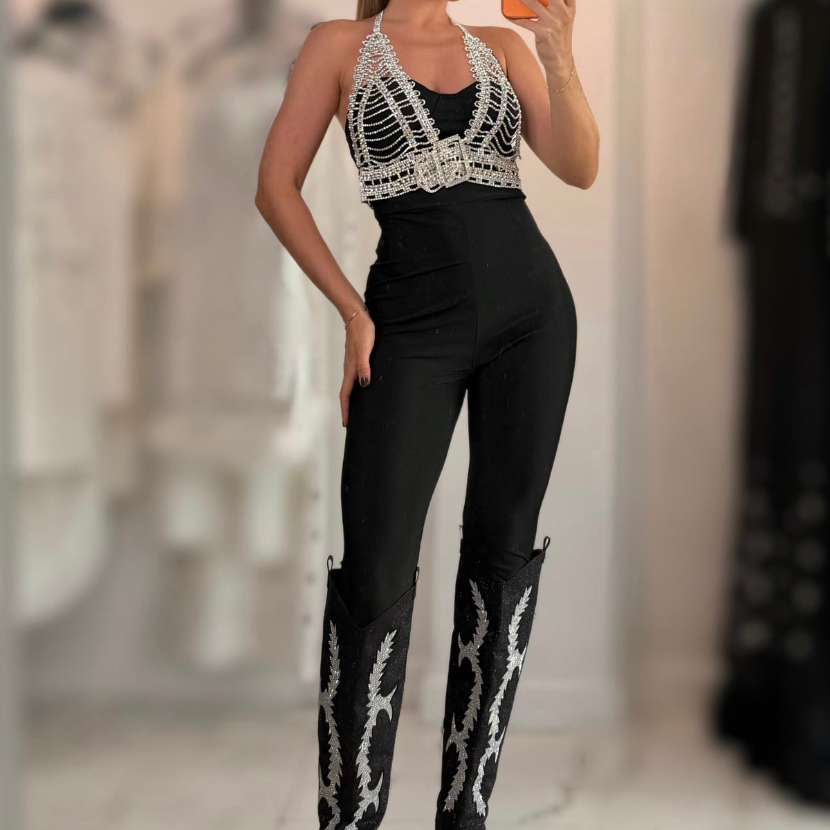 Jessica Bara Fansel Crystal Halter Bra Top