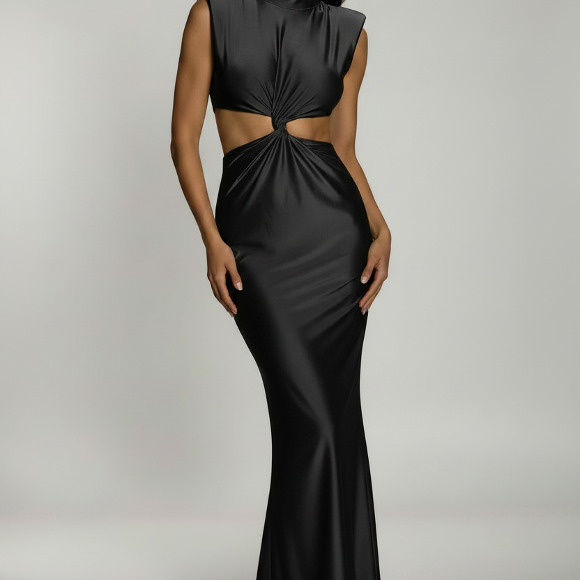 Jessica Bara Mariette High Neck Cut Out Maxi Dress