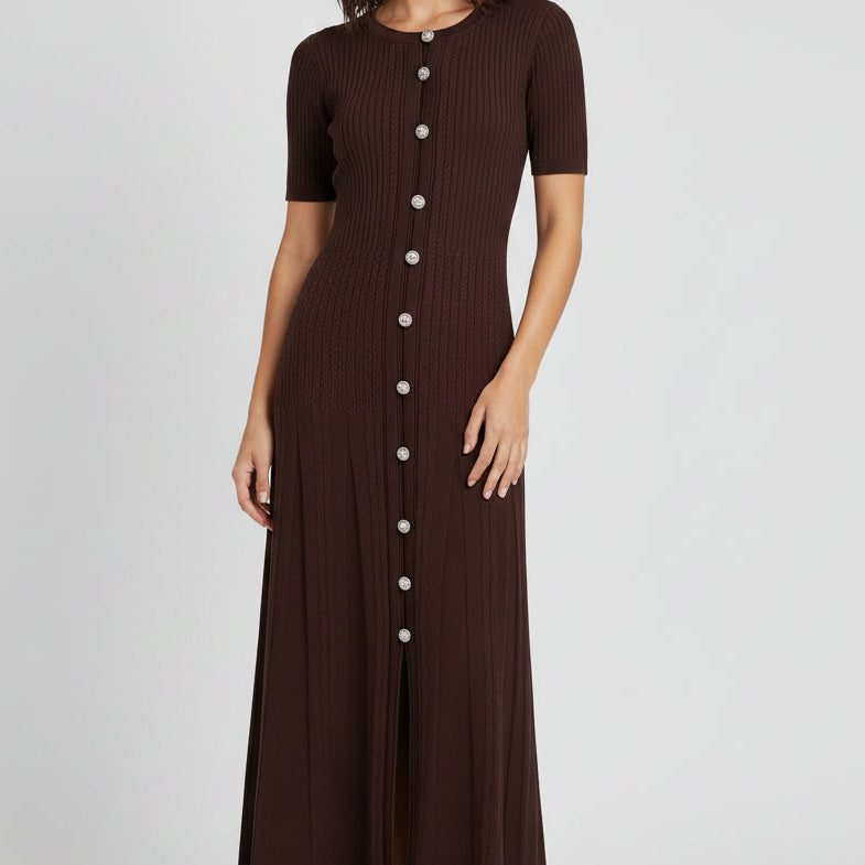 Jessica Bara Sica Knit Short Sleeve Maxi Dress