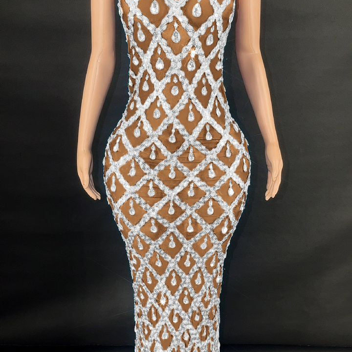 Jessica Bara Yassiera Halter Neck Crystal Gown