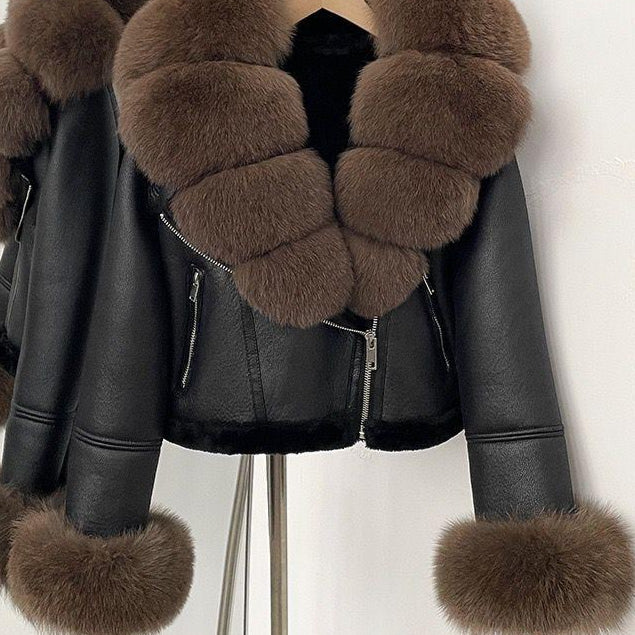 Jessica Bara Carosel Fur Leather Coat
