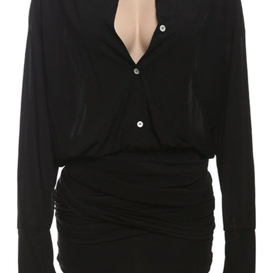 Jessica Bara Era Long Sleeve Button Up Mini Dress