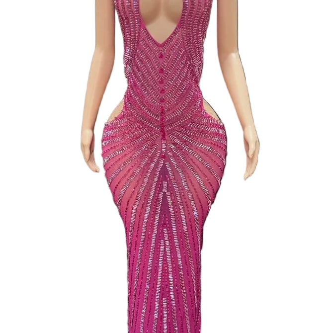Jessica Bara Tarasie Crystal Cut Out Gown
