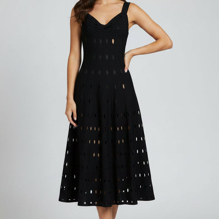Jessica Bara Amakie Pointelle Flare Maxi Dress
