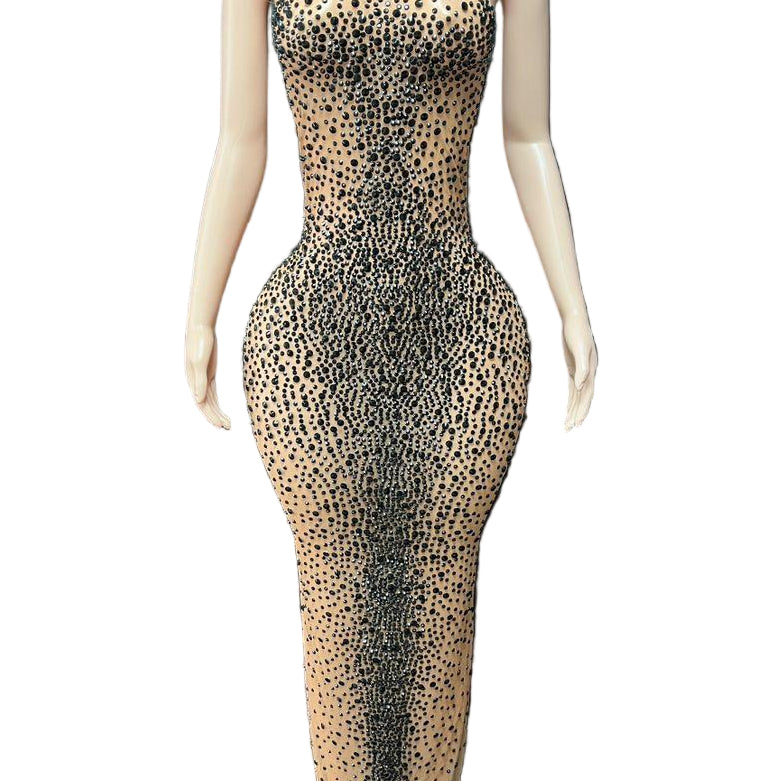 Jessica Bara Salome High Neck Halter Crystal Gown