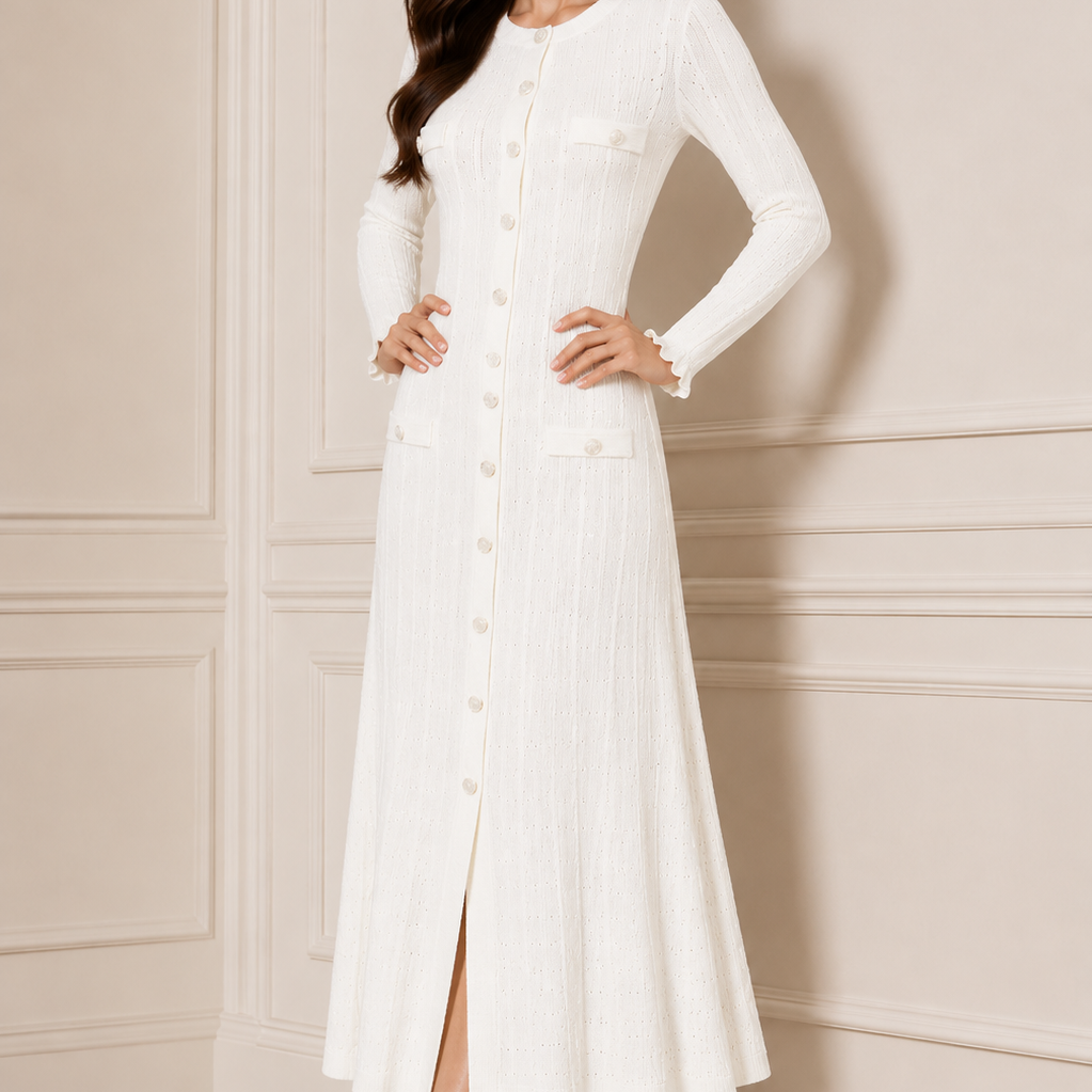 Jessica Bara Sesie Long Sleeve Knit Maxi Dress