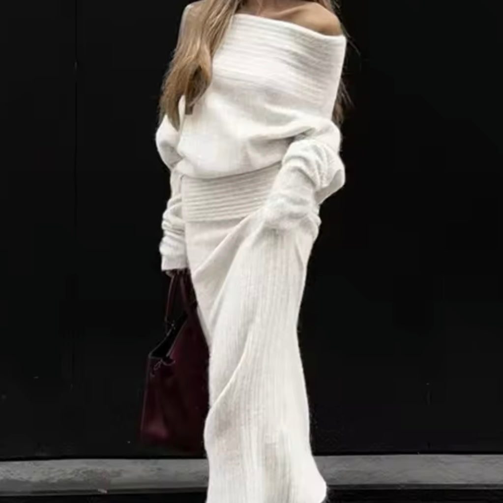 Jessica Bara Sossy Knit Top and Maxi Skirt Two Piece Set