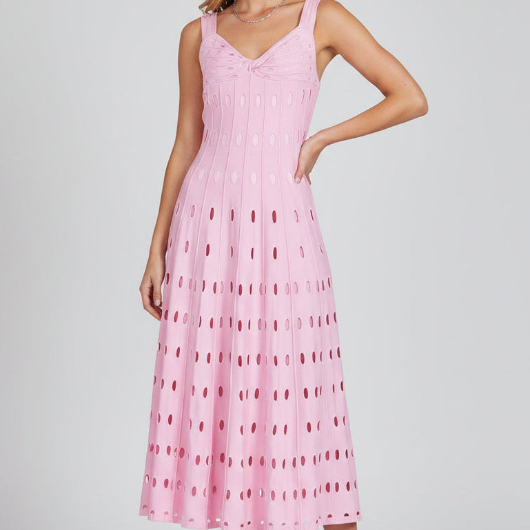 Jessica Bara Amakie Pointelle Flare Maxi Dress
