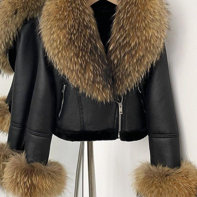 Jessica Bara Carosel Fur Leather Coat