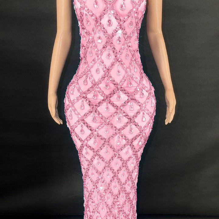 Jessica Bara Yassiera Halter Neck Crystal Gown