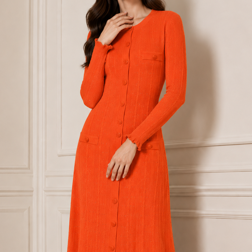 Jessica Bara Sesie Long Sleeve Knit Maxi Dress