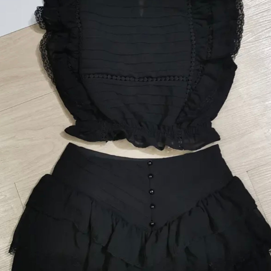 Jessica Bara Lillia Gingham Ruffle Top and Shorts Two Piece Set