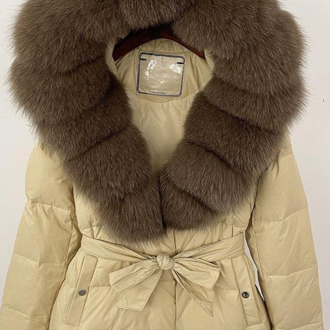 Jessica Bara Desira Fur Hooded Belted Coat